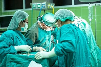 A team of doctors performing an operation